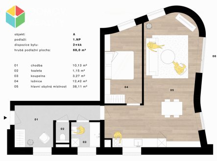 Pronájem bytu, 2+kk, 68 m²