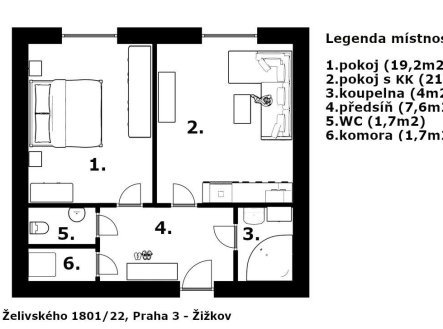 Pronájem bytu, 2+kk, 56 m²