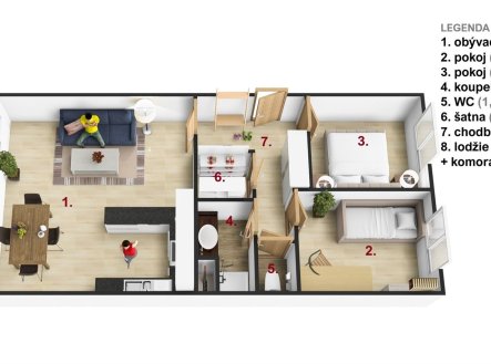 Pronájem bytu, 3+kk, 68 m²