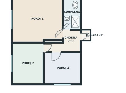 Pronájem bytu, 3+kk, 58 m²
