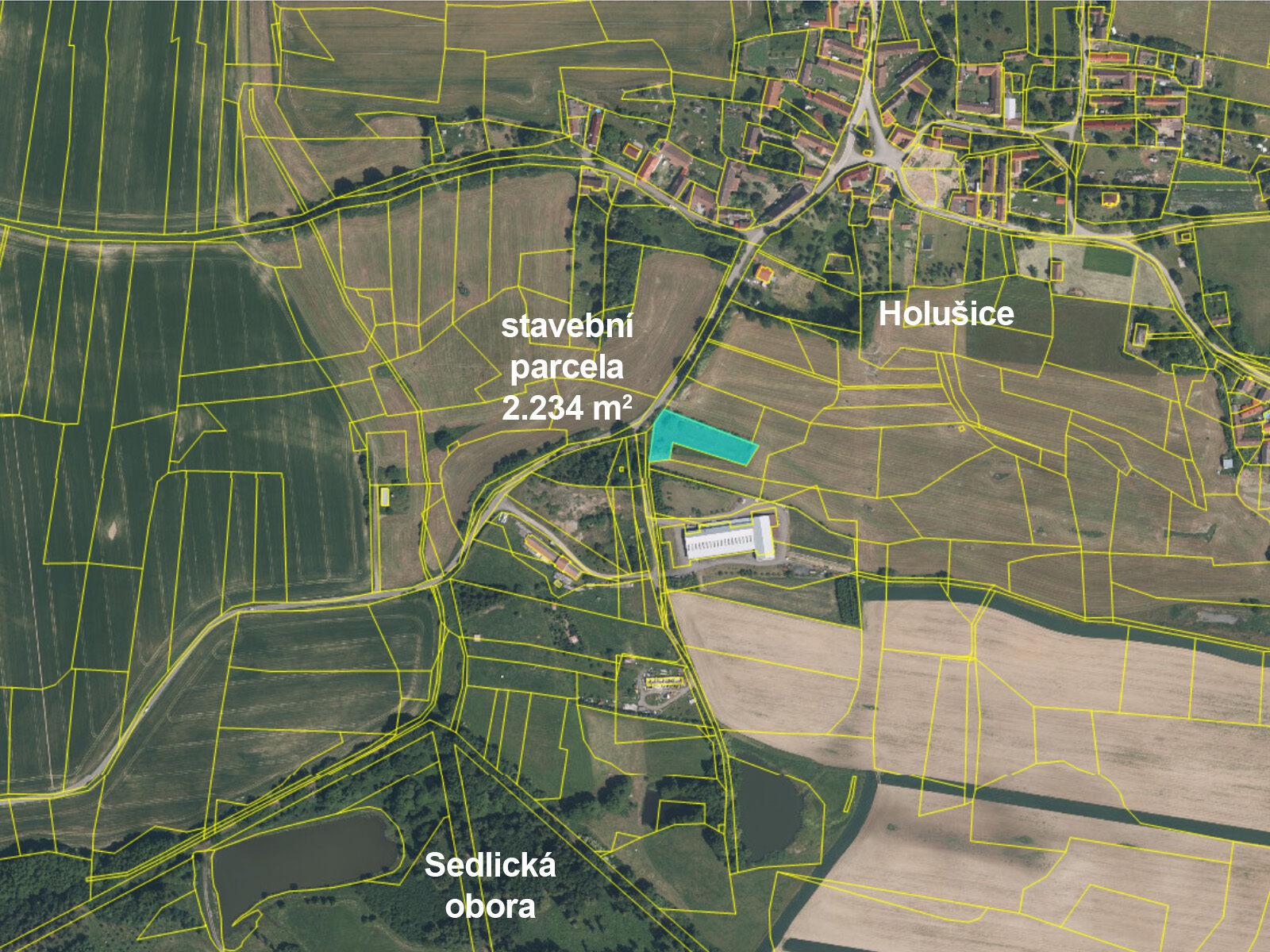Prodej stavební parcely Holušice u Mužetic, obec Sedlice