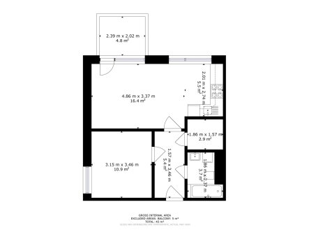 . | Pronájem bytu, 2+kk, 47 m²