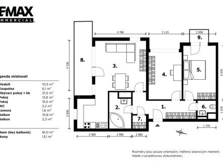 půdorys | Prodej bytu, 3+kk, 81 m²