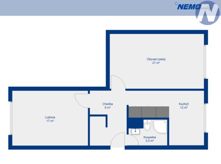 Prodej bytu, 2+1, 61 m²