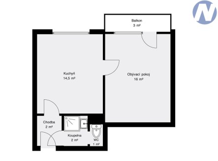 Pronájem bytu, 2+kk, 39 m²