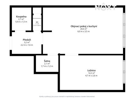 Prodej bytu, 2+kk, 44 m²