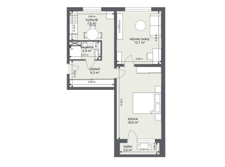 Prodej bytu, 2+1, 57 m²