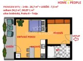 Pronájem bytu, 1+kk, 34 m²