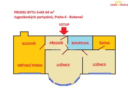 Prodej bytu, 3+kk, 64 m²