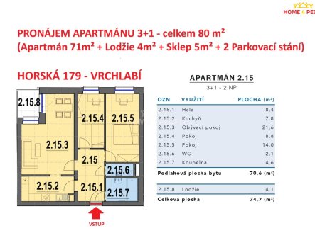 Pronájem bytu, 3+1, 80 m²