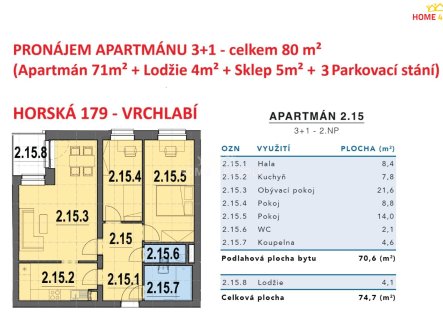Pronájem bytu, 3+1, 80 m²