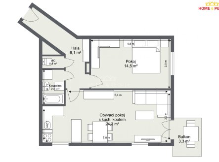 Prodej bytu, 2+kk, 48 m²