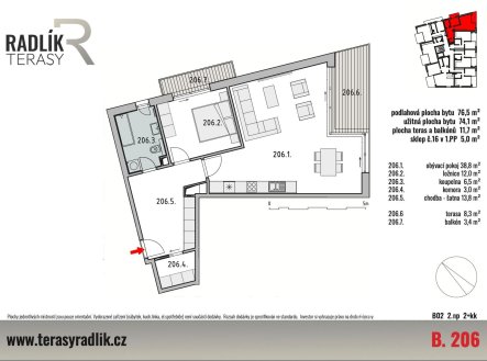 Prodej bytu, 2+kk, 76 m²