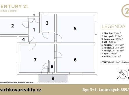 Prodej bytu, 3+1, 86 m²