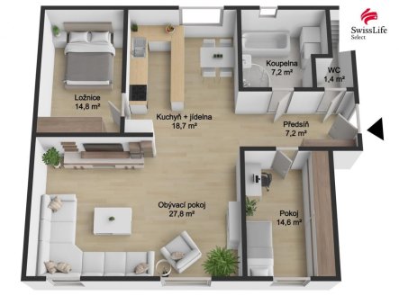 Prodej bytu, 3+kk, 93 m²
