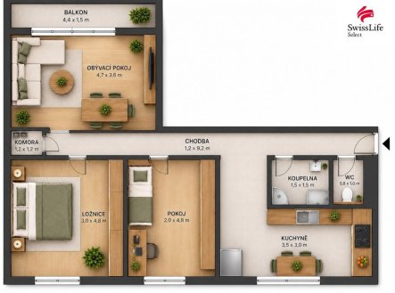Prodej bytu, 3+1, 70 m²