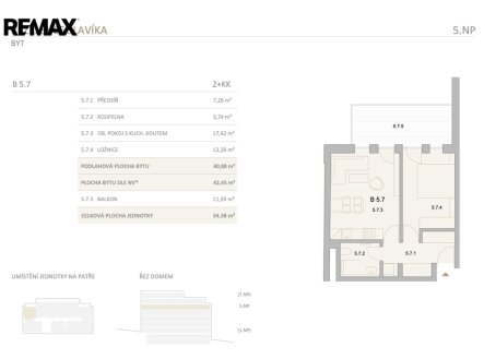 Prodej bytu, 2+kk, 54 m²