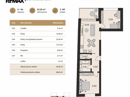 Prodej bytu, 3+kk, 63 m²