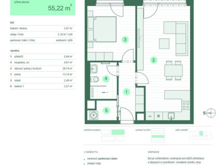 Prodej bytu, 2+kk, 59 m²