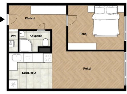 Prodej bytu, 2+kk, 50 m²