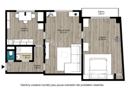 Prodej bytu, 2+1, 62,8 m²