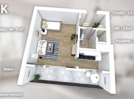 Prodej bytu, 1+1, 33,3 m²