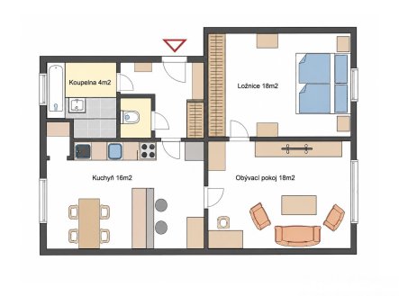 Pronájem bytu, 2+1, 56 m²