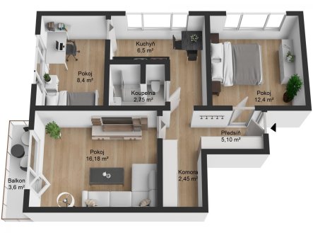 Prodej bytu, 3+1, 54 m²