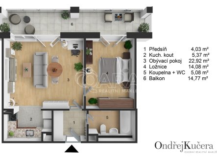 Pronájem bytu, 2+kk, 66 m²