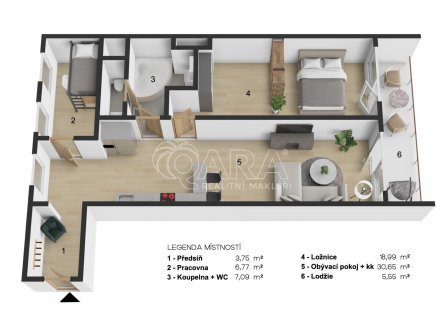 Prodej bytu, 3+kk, 74 m²