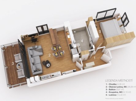 Prodej bytu, 2+kk, 57,6 m²