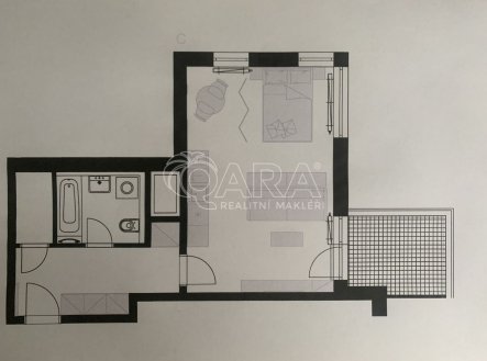 Pronájem bytu, 1+kk, 43 m²