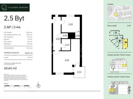Prodej bytu, 2+kk, 60,7 m²