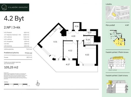 Prodej bytu, 3+kk, 105,3 m²