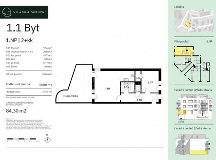 Prodej bytu, 2+kk, 84 m²