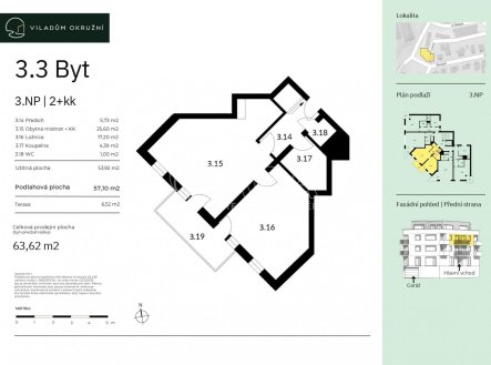 Prodej bytu, 2+kk, 64 m²