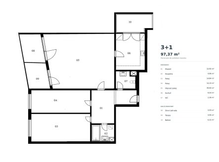 Prodej bytu, 3+1, 97,4 m²