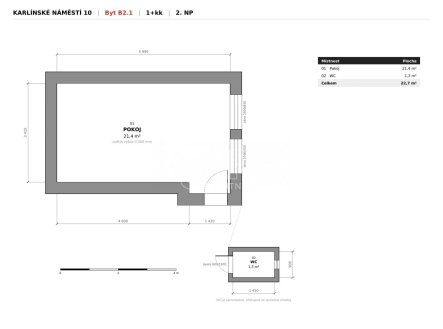 Prodej bytu, 1+kk, 22,7 m²