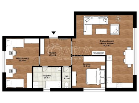 Pronájem bytu, 3+kk, 86 m²