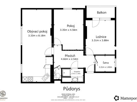 Prodej bytu, 3+kk, 69 m²