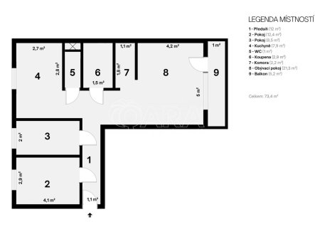 Pronájem bytu, 3+1, 68,2 m²