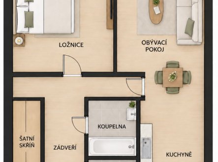 Pronájem bytu, 2+kk, 38 m²