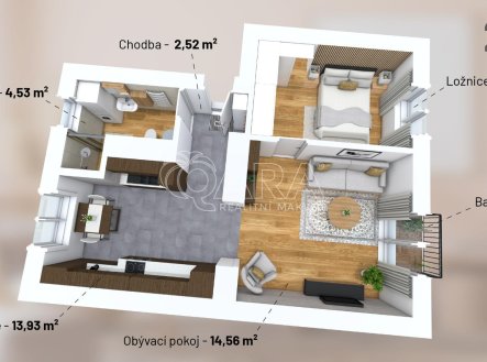 Pronájem bytu, 2+kk, 52 m²