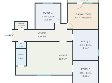 Prodej bytu, 4+1, 79 m²