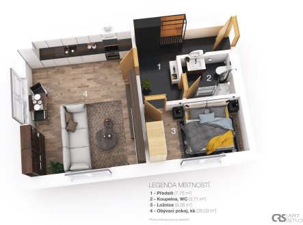 Pronájem bytu, 2+kk, 47 m²
