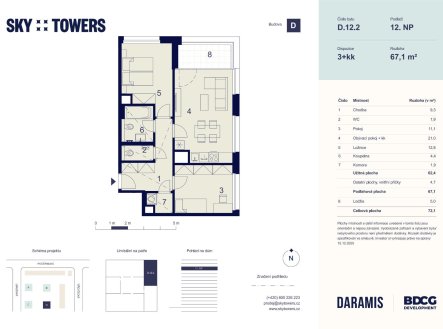 Prodej bytu, 3+kk, 67 m²
