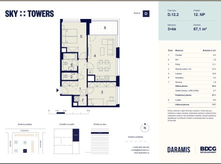 Prodej bytu, 3+kk, 67 m²