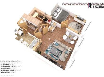 Pronájem bytu, 2+kk, 53 m²