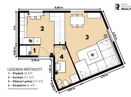 Prodej bytu, 3+kk, 72 m²