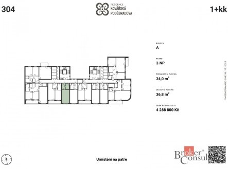 Prodej bytu, 1+kk, 36,8 m²